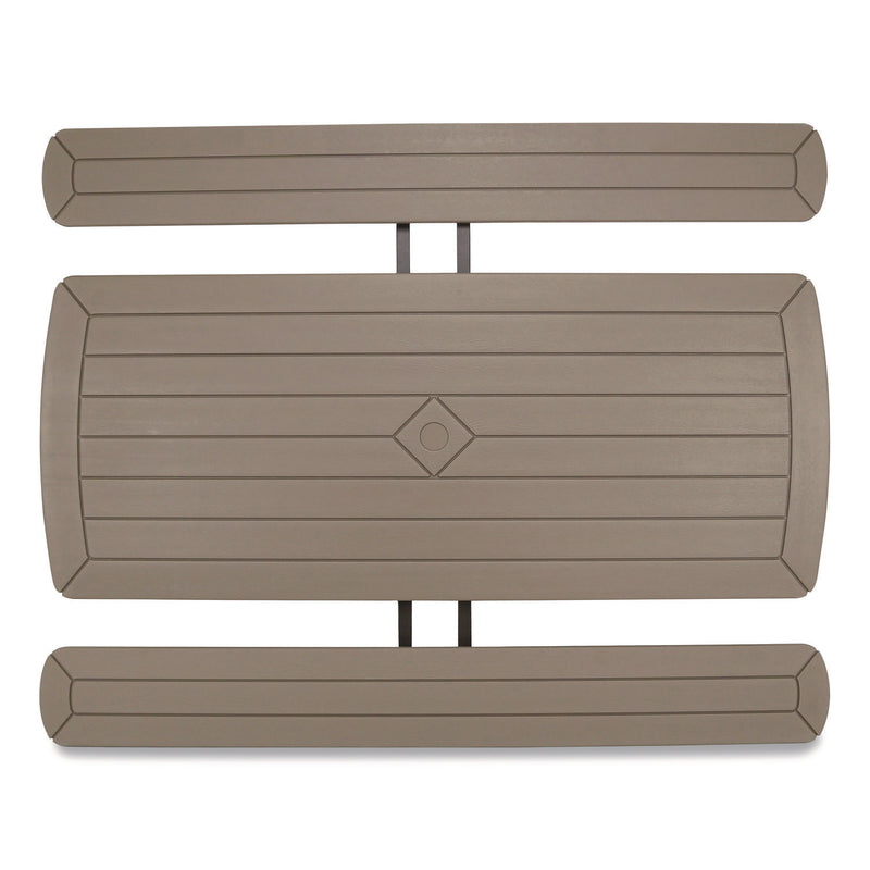 NPS® Blow Molded Folding Picnic Table, Rectangular, 57w x 72d x 29.5h, Brown Top, Brown Base/Legs (NPSBMPT3072BR03) Each