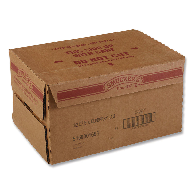 Smucker's® Jelly/Jam Plastic Portion Control Cups, Blackberry, 0.5 oz Cup, 200/Carton (SMU01698) Case of 200