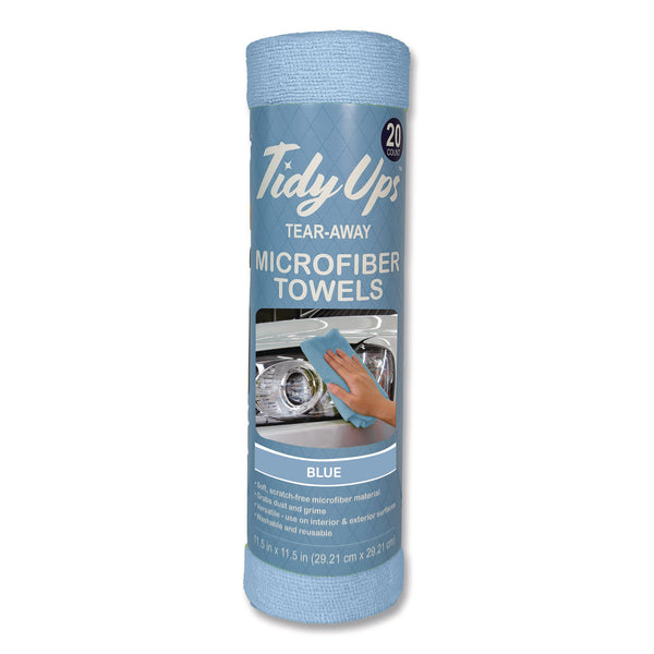 TidyUps Microfiber Towel Roll, 11.5 x 11.5, Blue, 20 Towels/Roll (CH7TU68132) Each
