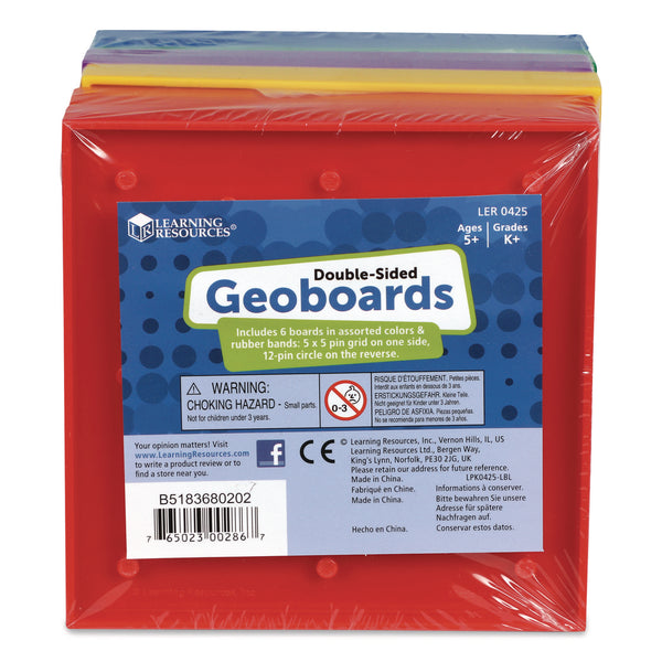 Learning Resources® Double-Sided Assorted Geoboards, Grades K to 3, 5" x 5", Assorted Colors, 6 Pieces (LRNLER0425) Each