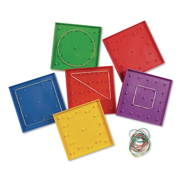 Learning Resources® Double-Sided Assorted Geoboards, Grades K to 3, 5" x 5", Assorted Colors, 6 Pieces (LRNLER0425) Each