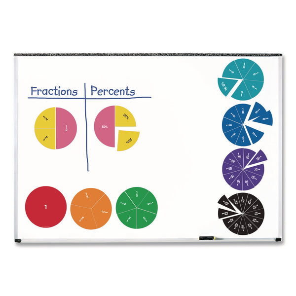 Learning Resources® Double-Sided Magnetic Rainbow Fraction and Percentage Circles, Grades 1 to 6, English, Randomly Assorted Colors, 9 Pieces (LRNLER1616) Each