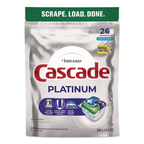 Cascade® Platinum ActionPacs, Fresh Scent, 14 oz Pack, 26 Pods/Pack, 4 Packs/Carton (PGC15536) Case of 4