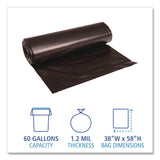 Heritage Reprocessed Resin Can Liners, 60 gal, 1.2 mil, 38 x 58, Black, 50 Rolls/Carton (BWK519E) Case of 50