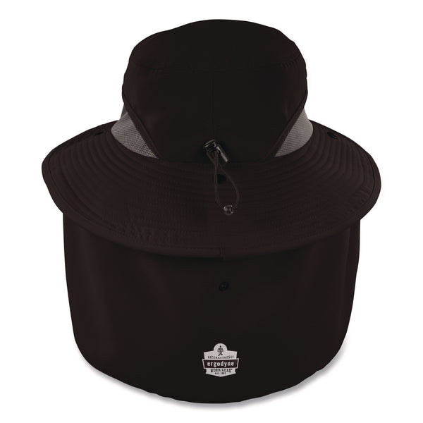 ergodyne® Chill-Its 8934 Ranger Hat with Neck Shade, Microfiber/Polyester, Large/X-Large, Black (EGO12726) Each