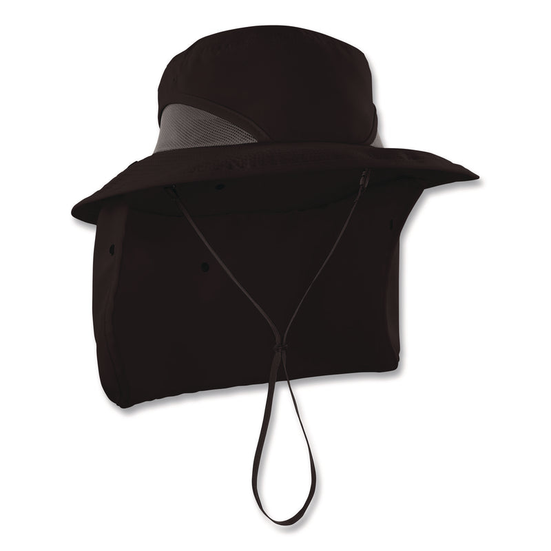 ergodyne® Chill-Its 8934 Ranger Hat with Neck Shade, Microfiber/Polyester, Large/X-Large, Black (EGO12726) Each