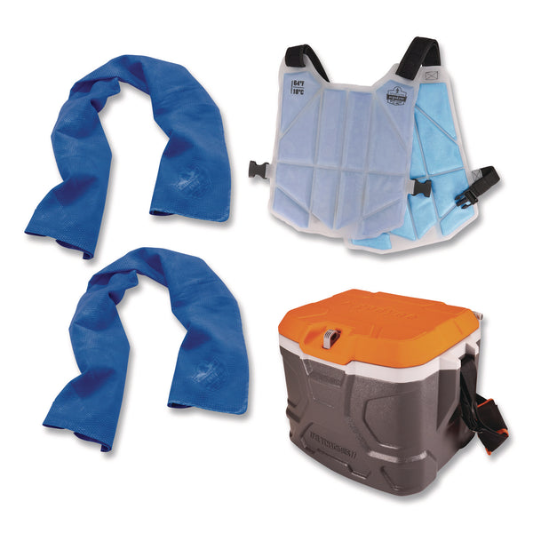 ergodyne® Chill-Its 6671 Heat Stress Prevention Kit, 2 Towels, Vest, 17 qt Cooler (EGO12339) Each