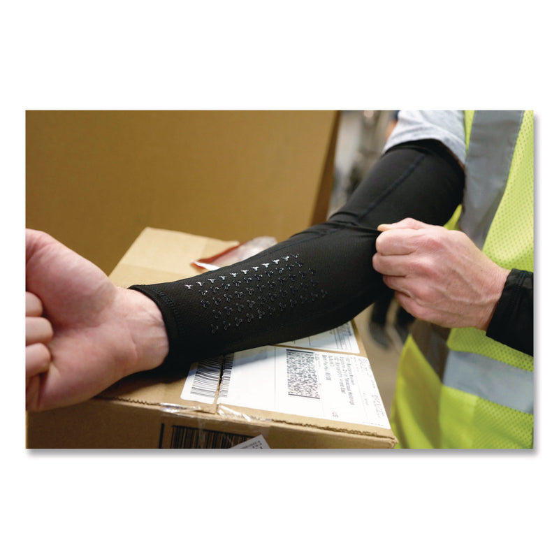 ergodyne® Chill-Its 6691 Cooling Arm Sleeves with Box-Handling Grip, Polyester/Spandex, Large, Black, Pair (EGO12388) Each