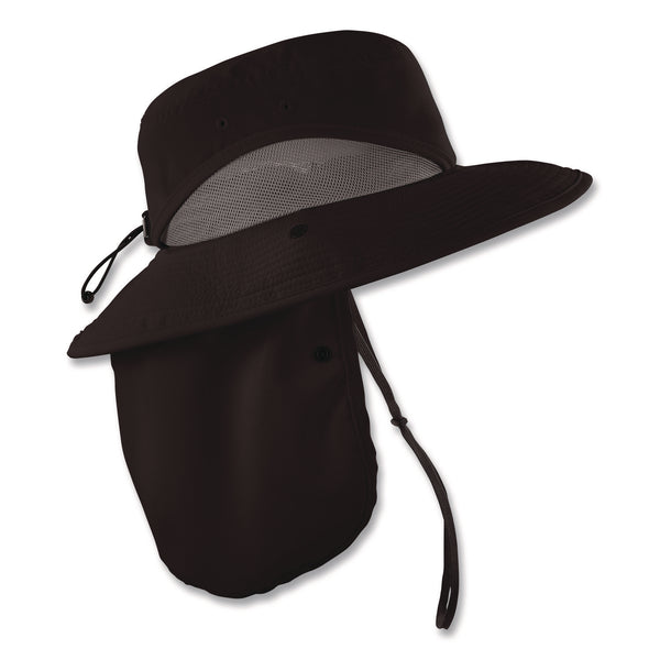 ergodyne® Chill-Its 8934 Ranger Hat with Neck Shade, Microfiber/Polyester, Small/Medium, Black (EGO12725) Each