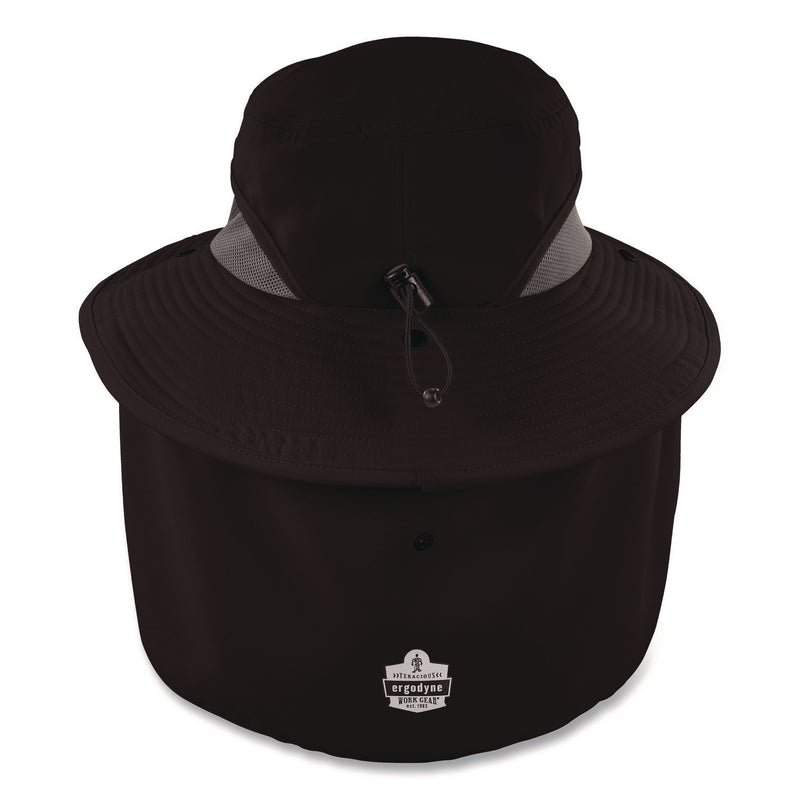 ergodyne® Chill-Its 8934 Ranger Hat with Neck Shade, Microfiber/Polyester, Small/Medium, Black (EGO12725) Each