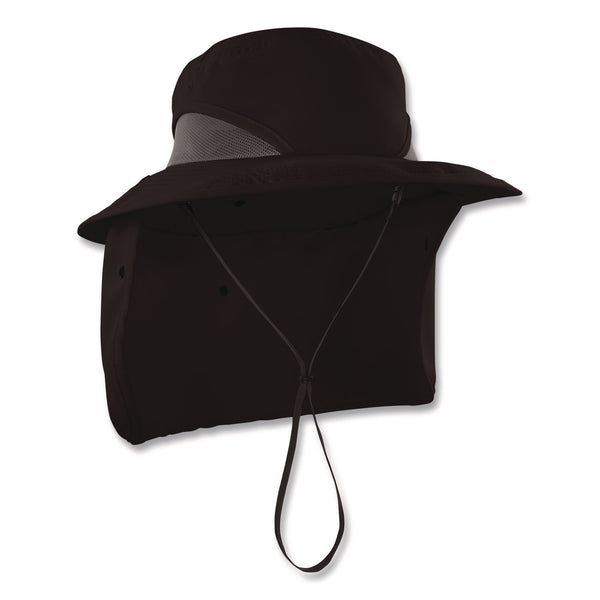 ergodyne® Chill-Its 8934 Ranger Hat with Neck Shade, Microfiber/Polyester, Small/Medium, Black (EGO12725) Each