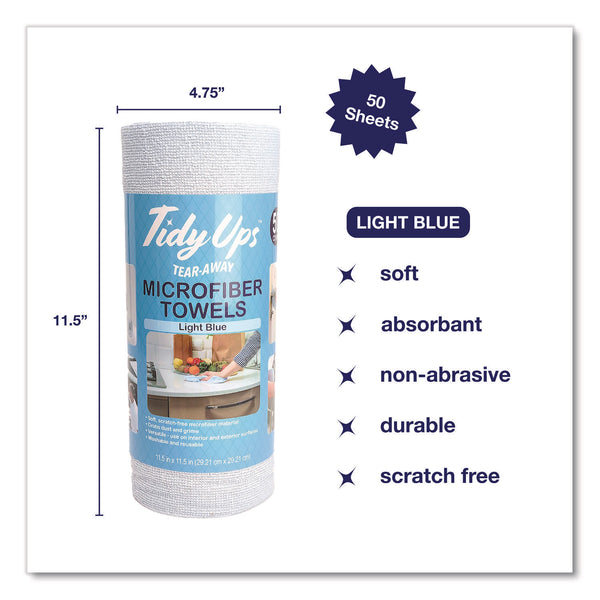 TidyUps Microfiber Towel Roll, 11.5 x 11.5, Blue, 50 Sheets/Roll (CH7TU68093) Each