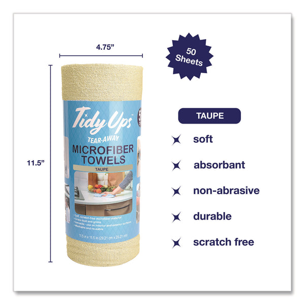 TidyUps Microfiber Towel Roll, 11.5 x 11.5, Taupe, 50 Towels/Roll (CH7TU68094) Each