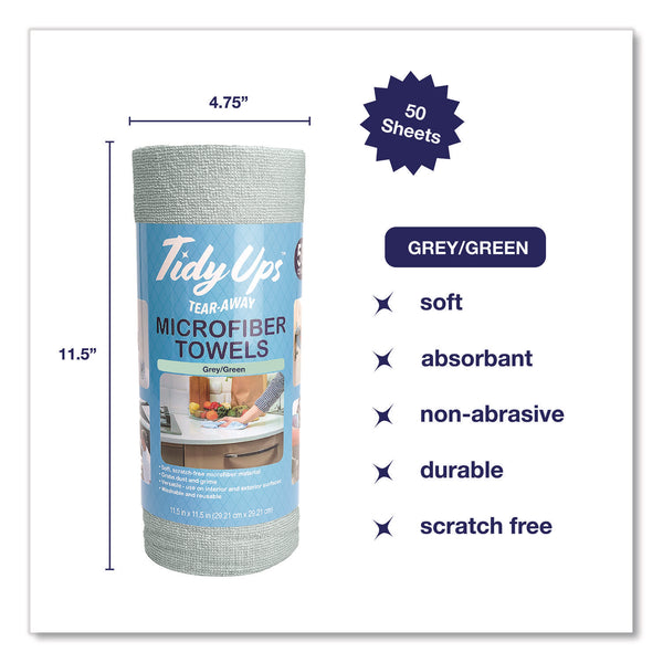 TidyUps Microfiber Towel Roll, 11.5 x 11.5, Green, 50 Towels/Roll (CH7TU68095) Each