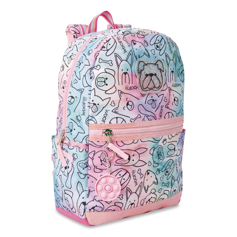 Accessory Innovations Adorable Dogs Life Backpack, 12" x 5" x 16", Tie-Dye Pink/Blue (AEIB22GC54187ST) Each
