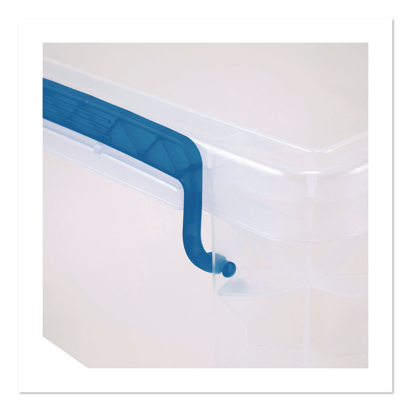 Advantus Super Stacker Lift-Off Lid Storage Tote, 14.25 x 10.3 x 6.5, Transparent/Blue (AVT39811) Each