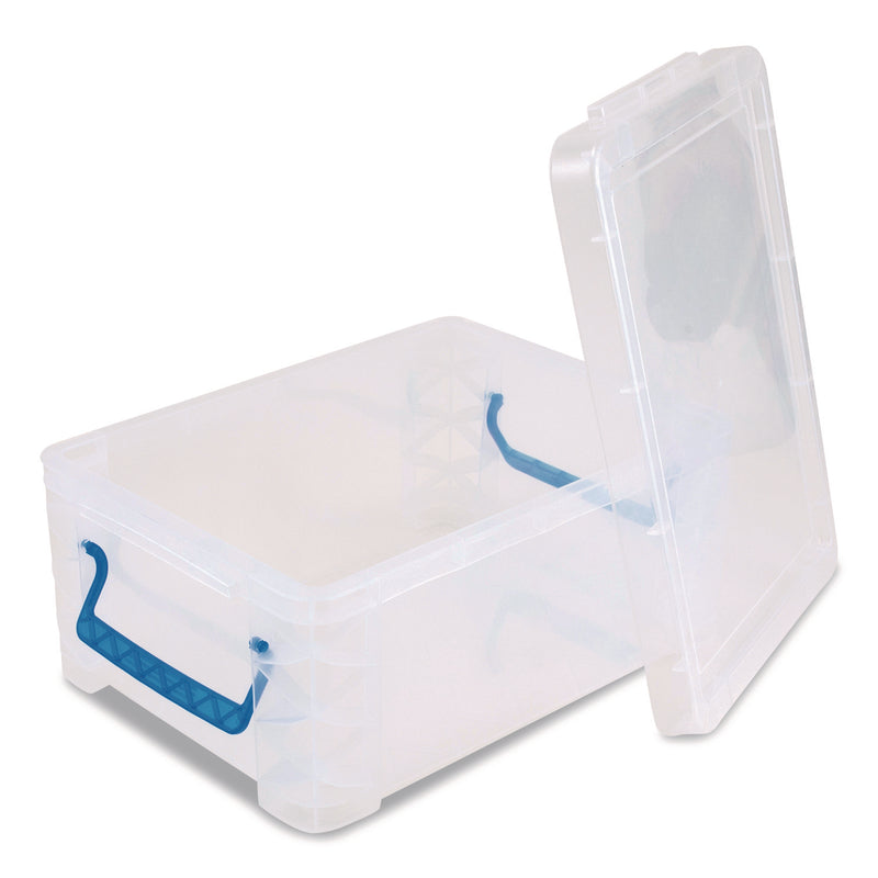 Advantus Super Stacker Lift-Off Lid Storage Tote, 14.25 x 10.3 x 6.5, Transparent/Blue (AVT39811) Each