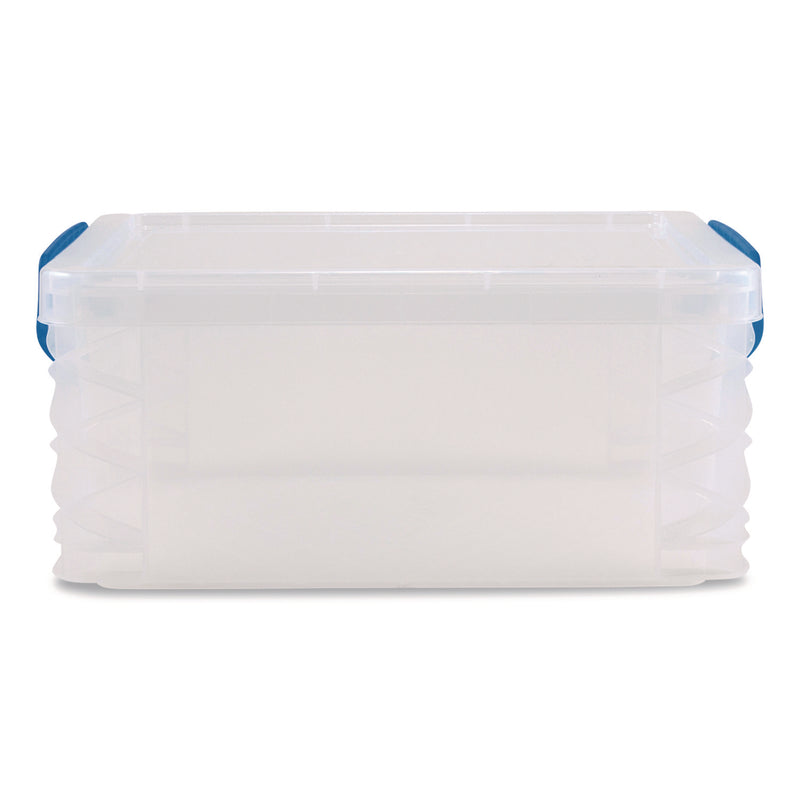 Advantus Super Stacker Lift-Off Lid Storage Tote, 14.25 x 10.3 x 6.5, Transparent/Blue (AVT39811) Each