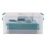 Advantus Super Stacker Lift-Off Lid Storage Tote, 14.25 x 10.3 x 6.5, Transparent/Blue (AVT39811) Each