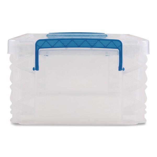 Advantus Super Stacker Lift-Off Lid Storage Tote, 14.25 x 10.3 x 6.5, Transparent/Blue (AVT39811) Each