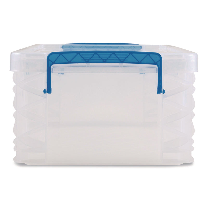 Advantus Super Stacker Lift-Off Lid Storage Tote, 14.25 x 10.3 x 6.5, Transparent/Blue (AVT39811) Each