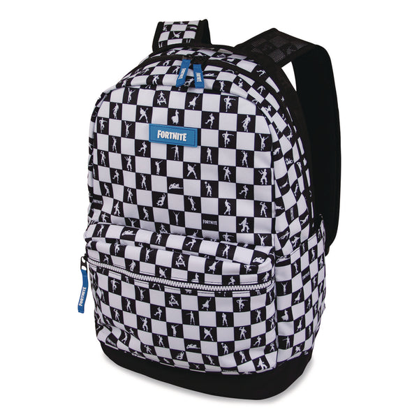 Fortnite Checkered Multiplier Backpack, Accommodates Laptops Up to 14.9", 12" x 7" x 18", Black/White (FOTFNTG1000009) Each
