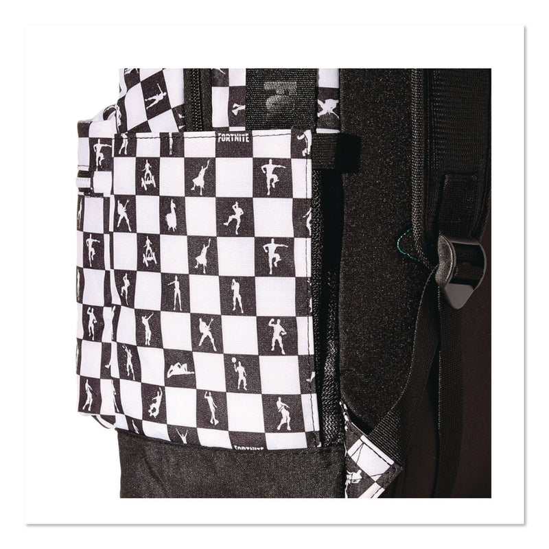 Fortnite Checkered Multiplier Backpack, Accommodates Laptops Up to 14.9", 12" x 7" x 18", Black/White (FOTFNTG1000009) Each
