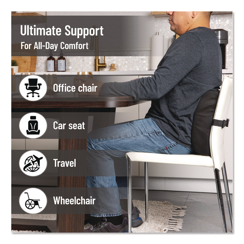 Mind Reader Memory Foam Ergonomic Lumbar Support Chair Cushion, 4 x 13.5 x 12.25, Black (EMSBACKFOAMBLK) Each