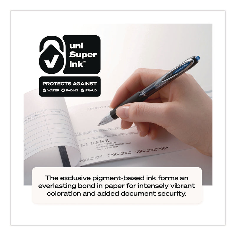 uniball® Signo 207 Gel Pen, Retractable, Fine 0.5 mm, Black Ink, Smoke/Black Barrel, 5/Pack (UBC1960240) Pack of 5