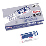 Pentel® Hi-Polymer Eraser, For Pencil Marks, Rectangular Block, White, 10/Box (PENZEH10PC10) Box of 10