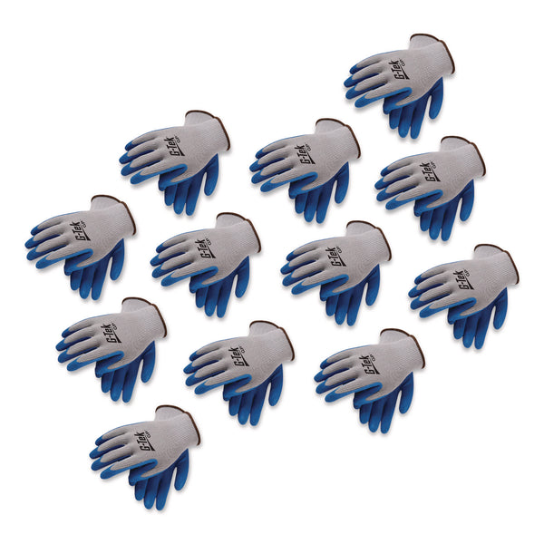 G-Tek® GP Latex-Coated Cotton/Polyester Gloves, EN388: 1111, Small, Gray/blue, 12 Pairs (PID179964) 1 Dozen
