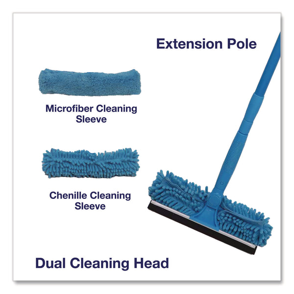 TidyUps Window Cleaner Set, with Washing Pads, 11", 49" Plastic Handle, Blue (CH7TU68122) Each