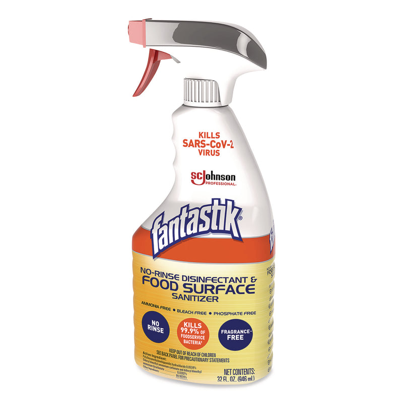 Fantastik® No Rinse Disinfectant and Food Surface Sanitizer, Unscented, 32 oz Trigger Spray Bottle (SJN354125) Case of 8