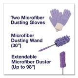 TidyUps Four-Piece Dusting Set, Extendable Duster, Flexible Wand, 2 Gloves, Purple (CH7TU68125) Each
