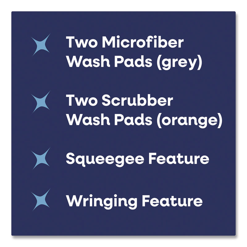 TidyUps 4-in-1 Squeegee Mop, 4.5 x 14.5 Orange/Gray Microfiber Heads, 53" White/Gray Polyamide/Polyester Handle (CH7TU68167) Each