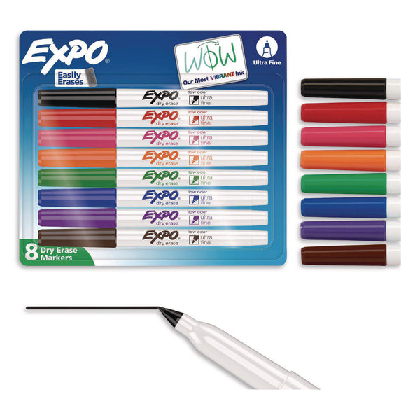 EXPO® Low-Odor Dry-Erase Marker, Extra-Fine Bullet Tip, Assorted Colors, 8/Set (SAN1884309A) Pack of 8