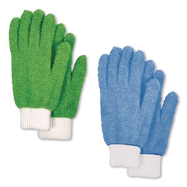 TidyUps Microfiber Dusting Gloves, 2 Blue Gloves with White Cuffs, 2 Green Gloves with White Cuffs (CH7TU05789) Each