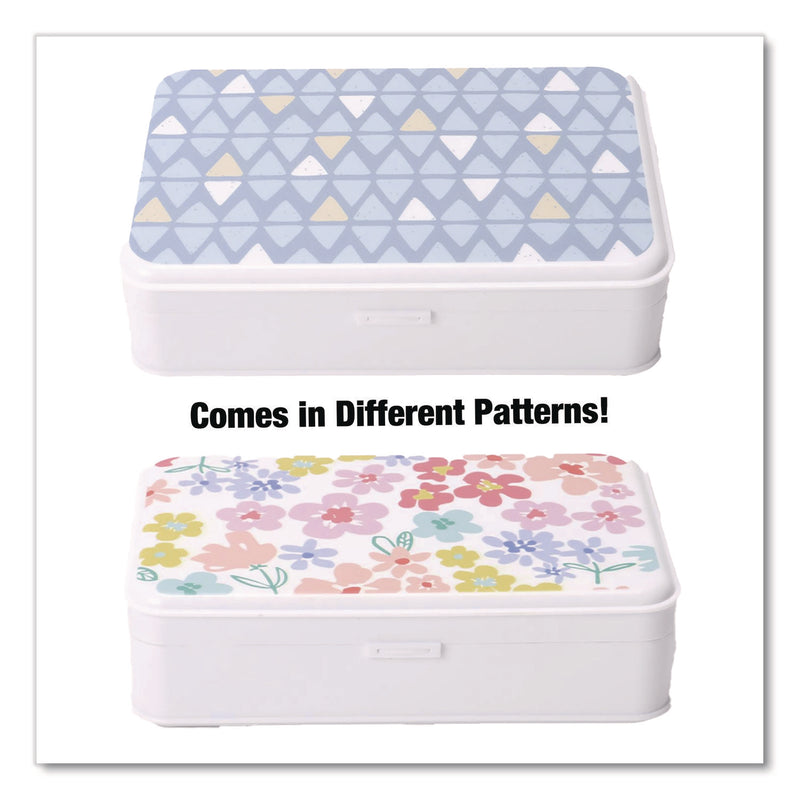Formit Pencil Case, Triangle Pattern, 2 Compartments, 5" x 8.75" x 2.75", Blue/White (CH7FI68186) Each