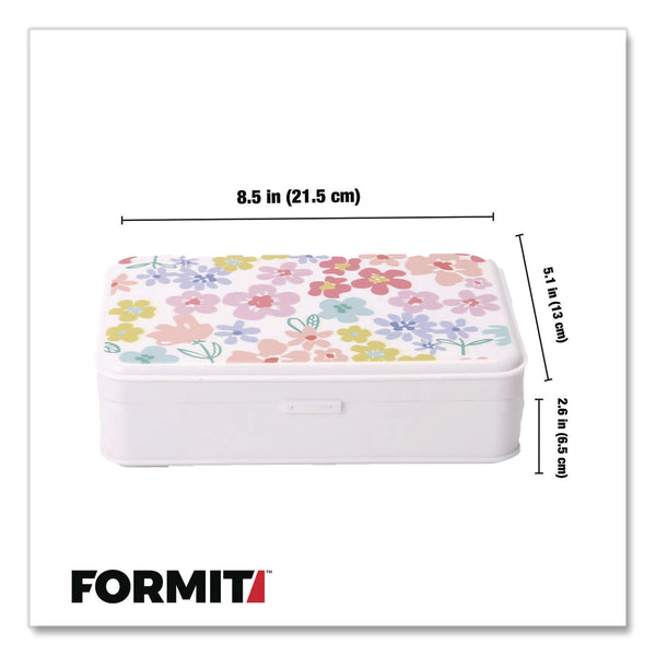 Formit Pencil Case, Floral Pattern, 2 Compartments, 5" x 8.75" x 2.75", Pink/Yellow/Green (CH7FI68187) Each