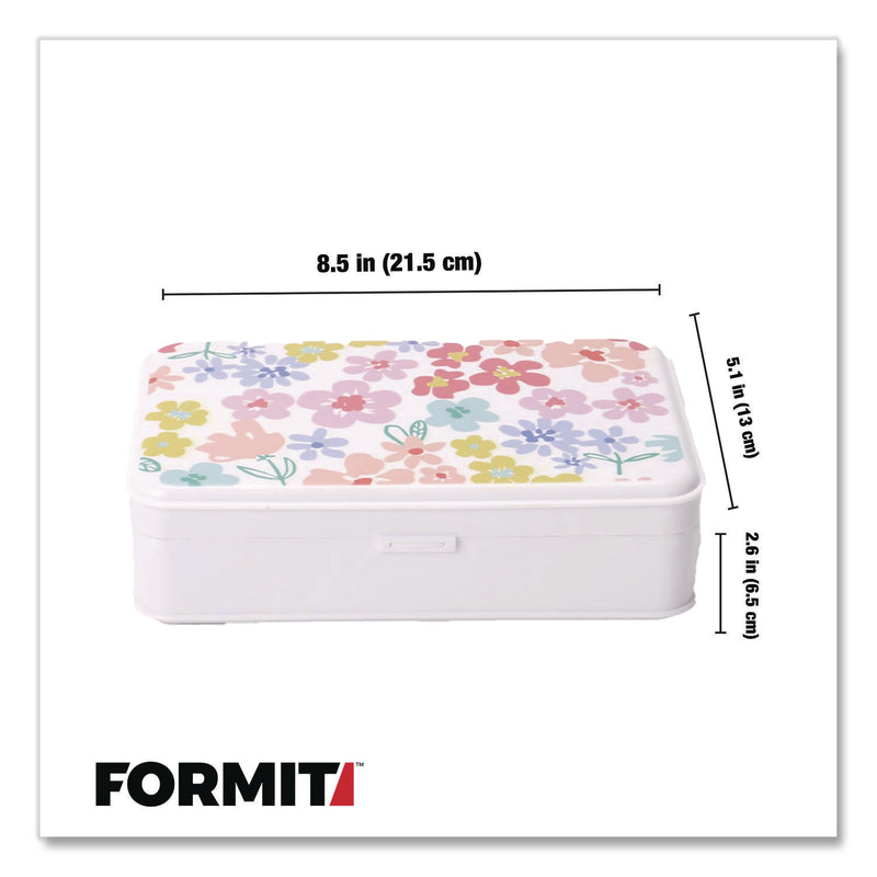 Formit Pencil Case, Floral Pattern, 2 Compartments, 5" x 8.75" x 2.75", Pink/Yellow/Green (CH7FI68187) Each