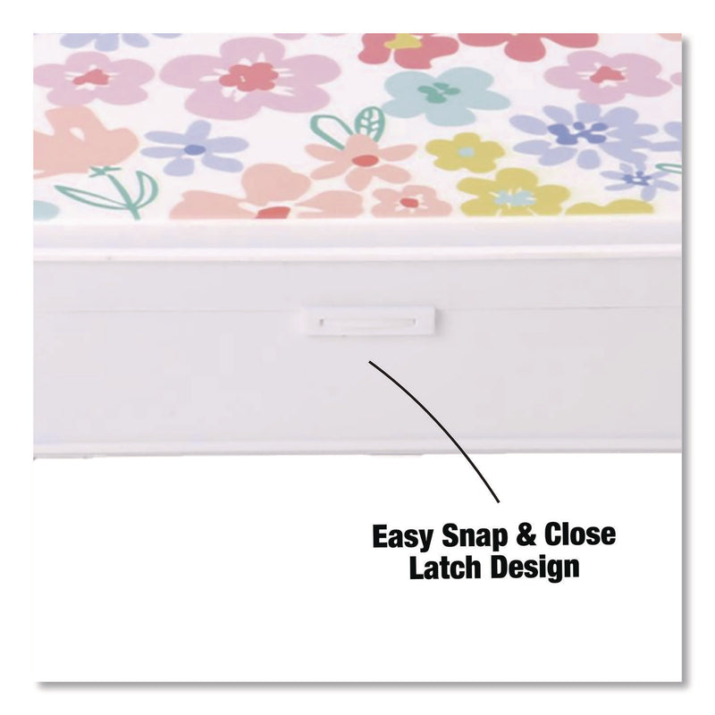 Formit Pencil Case, Floral Pattern, 2 Compartments, 5" x 8.75" x 2.75", Pink/Yellow/Green (CH7FI68187) Each