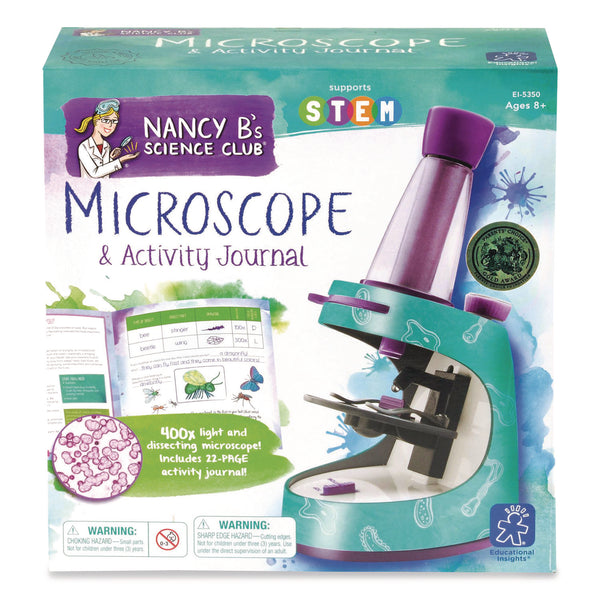 Educational Insights® Nancy B's Science Club Microscope and Activity Journal, Ages 8 and Up, 30x to 400x Magnification, 8.7 x 9.2 x 4.3, Blue (EII5350) Each