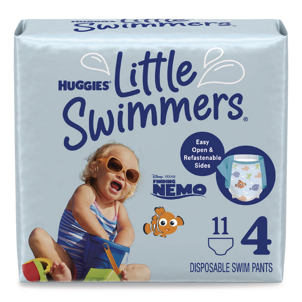 Huggies® Little Swimmers, Size 4, Baby Weight 24 lbs to 34 lbs, Blue, 11/Pack, 8 Packs/Carton (KCM18342) Case of 8