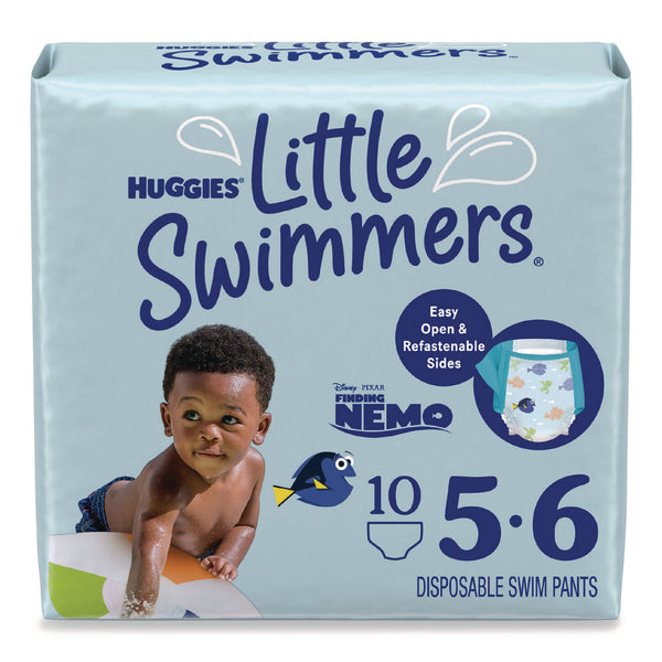 Huggies® Little Swimmers, Size 5-6, Baby Weight 32 lbs and Up, Blue, 10/Pack, 8 Packs/Carton (KCM18345) Case of 8