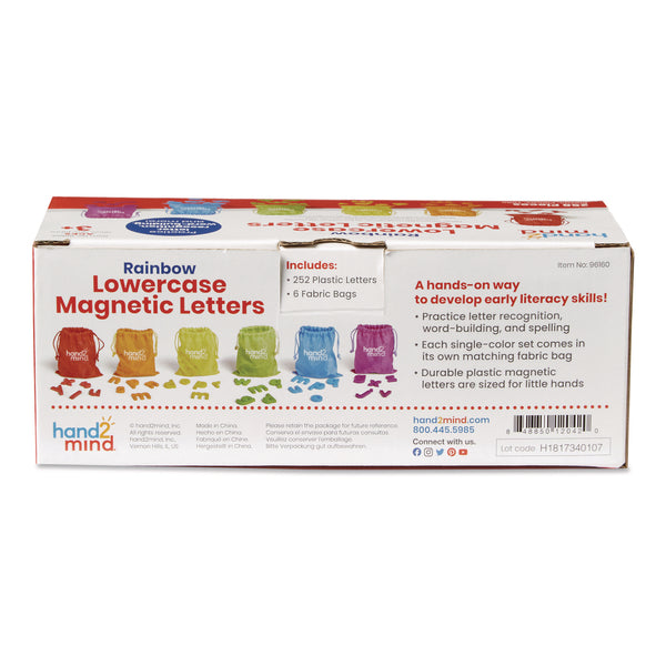 hand2mind® Rainbow Lowercase Magnetic Letters, 1.5" Tall, Assorted Color Characters, 6 Sets of 42 Pieces (HDM96160) Each