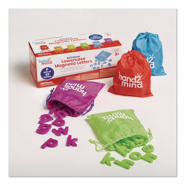 hand2mind® Rainbow Lowercase Magnetic Letters, 1.5" Tall, Assorted Color Characters, 6 Sets of 42 Pieces (HDM96160) Each