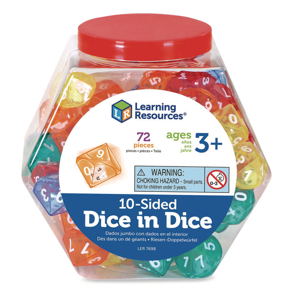 Learning Resources® 10-Sided Double-Decahedra Dice in Dice, Ages 6 to 10, 72 Dice (LRNLER7698) Each