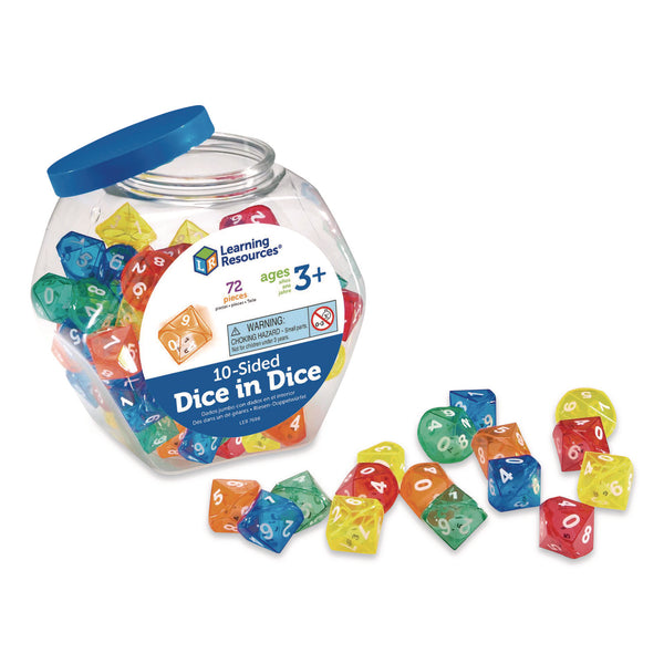 Learning Resources® 10-Sided Double-Decahedra Dice in Dice, Ages 6 to 10, 72 Dice (LRNLER7698) Each