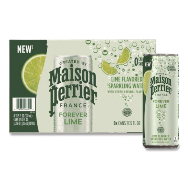 Nestlé® Maison Perrier Sparkling Water,11.15 oz Can, Lime, 8 Cans/Box (PRR85129) Box of 8
