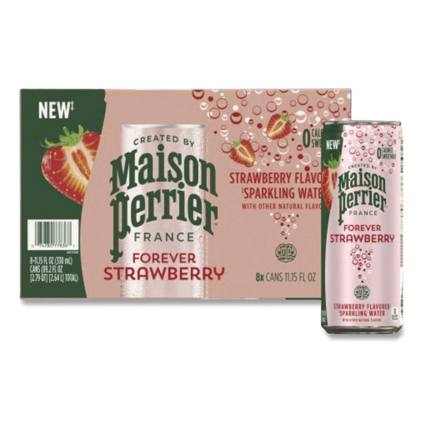 Nestlé® Maison Perrier Sparkling Water, 11.15 oz Can, Strawberry, 8 Cans/Box (PRR91122) Box of 8